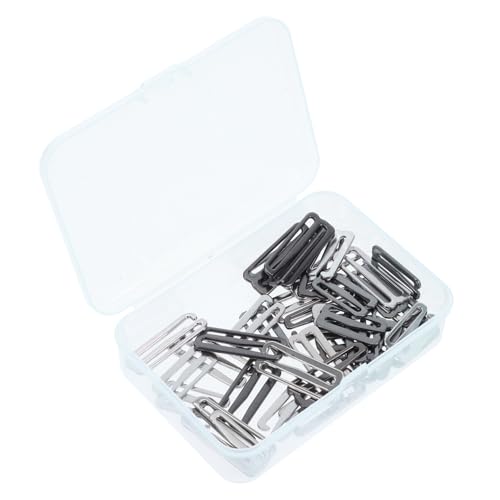 SHINEOFI 40 Stück Teiliges Metall Träger versteller aus Zinklegierung Rutschfeste Clips für Badeanzug Tanktop und Kleid Verstellbare Trägerhaken in Silber und Schwarz Innenmaß Inklusive von SHINEOFI
