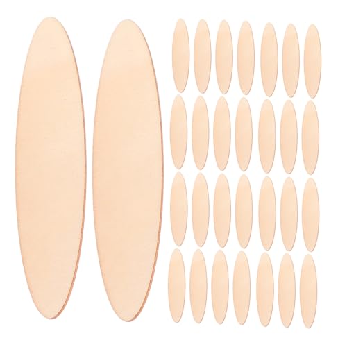 SHINEOFI 40 Stück Unfertiges ovales Holzstück Holzscheiben unbemalt unvollendetes Holzhandwerk unfertige Holzscheiben Holzausschnitte Holz unbehandelt Ovales Holzhandwerk Khaki von SHINEOFI