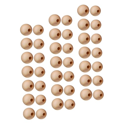SHINEOFI 400 Stück Handbestickt dekorative Perlen handgemachte runde lose Perlen Holzperlen für Armbänder Holzperlen mit Löchern natürliche unbehandelte hölzern Beige von SHINEOFI