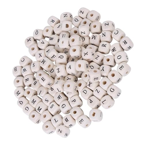SHINEOFI 400 Stück Holz Buchstabenperlen Quadratisch Natürliche Holzperlen für Armbänder Halsketten Schlüsselanhänger DIY Schmuckherstellung und Bastelprojekte von SHINEOFI