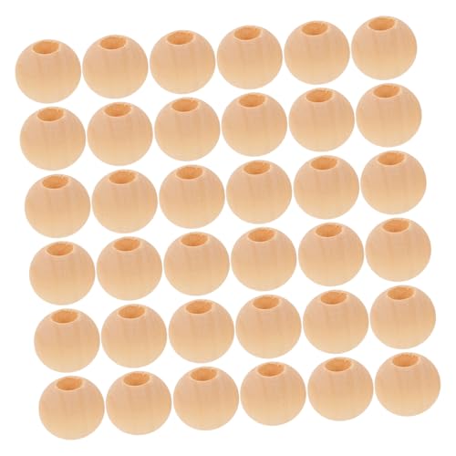 SHINEOFI 400 Stück Holzperlen Runde Perlen zum Basteln Perlen mit breitem Loch Holzkugeln ohne Löcher für Handwerk hölzern Beige von SHINEOFI