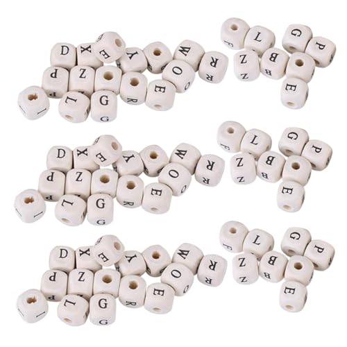 SHINEOFI 400 Stück Holzperlen englischen Alphabets Bastelperlen aus Holz hölzerne Alphabet Würfelperlen Alphabetperlen Square Wood Letter Perlen Holzschlüsselkettenbriefperlen von SHINEOFI