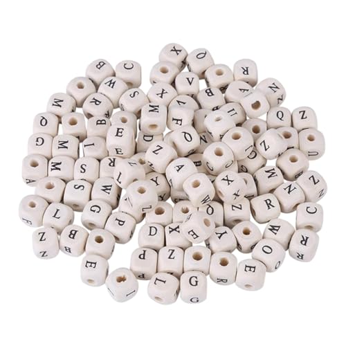 SHINEOFI 400 Stück Holzperlen englischen Alphabets quadratische Buchstabenperlen DIY -Handwerksbriefperlen quadratische Holzperlen Schmuckherstellung Alphabetperlen hölzern von SHINEOFI