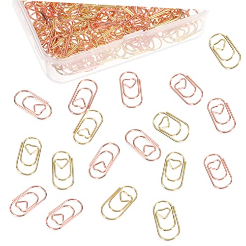 SHINEOFI 400 Stück Liebe Büroklammer Rostfrei Geformt Roségoldene Herz-büroklammern Dokumentclips Miniclips Schreibtisch Kleine Büroklammern Papierclips Herz Büroklammern Dekorativ Metall von SHINEOFI