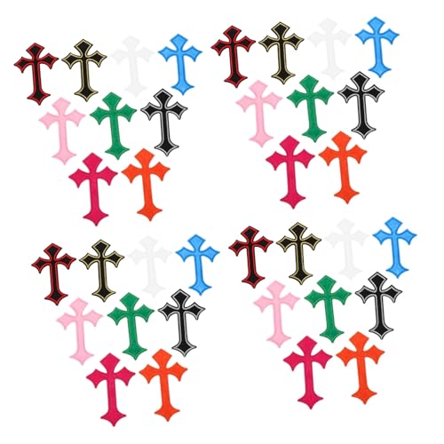 SHINEOFI 45 Stück Bestickter Aufnäher Mehrfarbige Kreuzstickerei Jeans Kreuzflicken Stickmuster DIY Kreuzzubehör Hüte Kreuzflicken Bestickte Applikationen Für Kleidung Polyester von SHINEOFI
