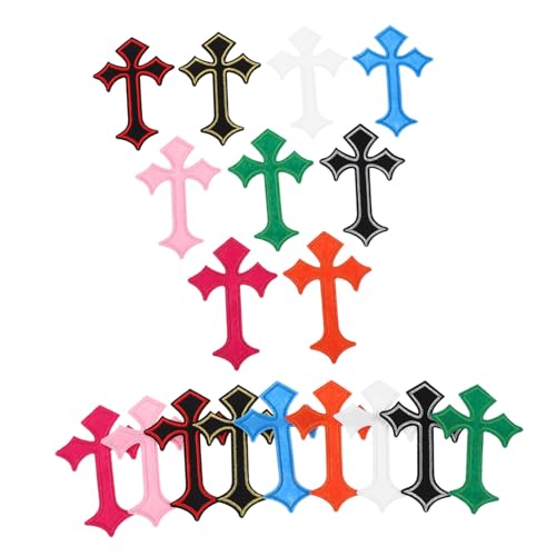 SHINEOFI 45 Stück Gestickte Stoff Aufkleber Bestickte Applikation Aufnähen Weihnachtskreuz -patches Flecken Für Jacken Überqueren Stickmuster Weihnachten Nähen Auf Flecken Polyester von SHINEOFI