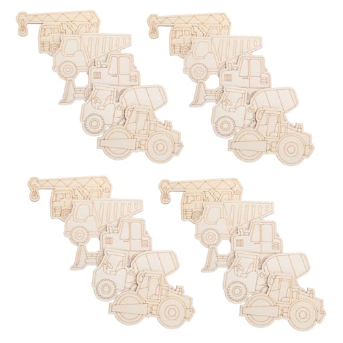 SHINEOFI 45 Stück Holzfahrzeugdekoration aus Holz Baufahrzeuge Holzausschnitte Ausschnitte Handwerk fahrzeuggeformte Holzschilds Holzauto hängende Verzierung Holzscheiben unbemalt Beige von SHINEOFI