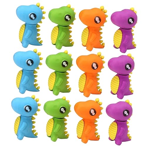 SHINEOFI 48 Stück Dinosaurier Radiergummi Figur Spielzeugtiere Schreibtisch Dinosaurier- Kleine Radiergummis Für Groß Tierspielzeug Für Schule Party Karikatur von SHINEOFI
