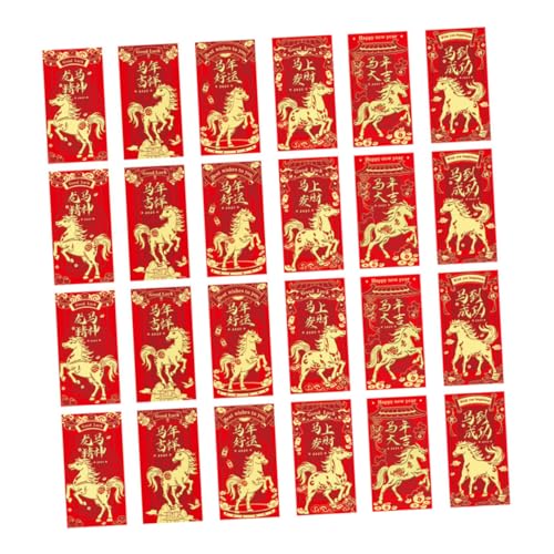 SHINEOFI 48 Stück Jahr Des Pferdes Rote Umschläge Chinesische Geldumschläge für Neujahr Festliche Hong Bao mit Traditionellem Design und Großzügigem Platz für Bargeld und Karten von SHINEOFI