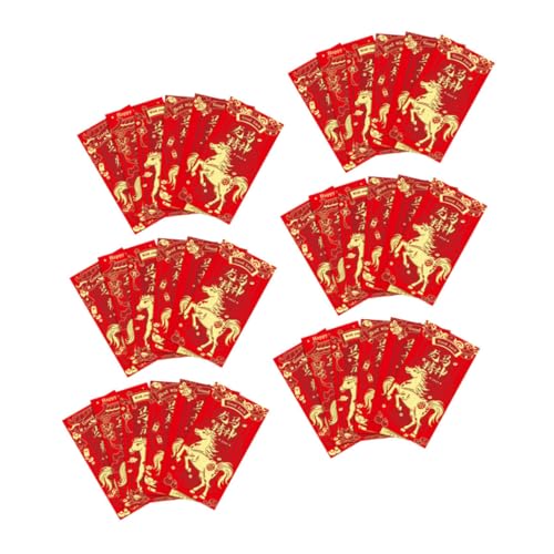 SHINEOFI 48 Stück Teiliges Chinesische Neujahrsumschläge Jahr Des Pferdes Rote Glücksumschläge mit Traditionellem Design Großzügige für Geld und Karten Vielseitig für Frühlingsfest von SHINEOFI