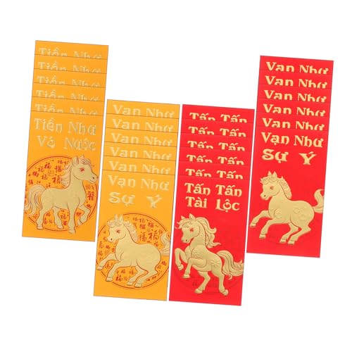 SHINEOFI 48 Stück Teiliges Vietnamesische Neujahrs Glücksgeldumschläge Jahr Des Pferdes Traditionelle Rote Umschläge aus Papier für Bargeld Langlebig Künstlerisch Gestaltete Geldkuverts zum von SHINEOFI