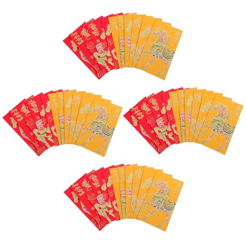 SHINEOFI 48 Stück Vietnamesische Rote Umschläge für Jahr Des Pferdes Glücksumschläge für Frühlingsfest Hochzeiten und Geburtstagsfeiern Kreative Designs mit Kulturellen Elementen von SHINEOFI