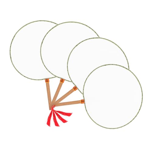 SHINEOFI 4stücke Handgefertigter Runder Fächer Mit Bambusgriff Und Quaste Blanko-handfächer Zum Bemalen Für Chinesische Tradition Mehrzweck-fächer Für Sommerkühlung Kunstunterricht SHINEOFI 4stücke Handgefertigter Runder Fächer Mit Bambusgriff Und Quaste Blanko-handfächer Zum Bemalen Für Chinesische Tradition Mehrzweck-fächer Für Sommerkühlung Kunstunterricht von SHINEOFI