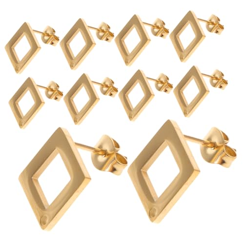SHINEOFI 5 Paar Handgemachtes Ohrringe -kit Herstellung Von Ohrschmuck Zubehör Für Schmuckzubehör Quadratische Ohrringe Für Frauen Bastelset Golden Rostfreier Stahl von SHINEOFI