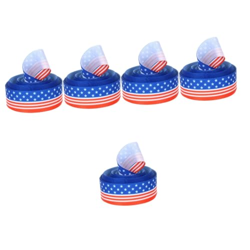 SHINEOFI 5 Rollen Band zum Unabhängigkeitstag geschenkverpackung geschenkband Burgund Blumenband grün Band für Dekorationen zum Unabhängigkeitstag Unabhängigkeitstag-Druckband für Kränze von SHINEOFI
