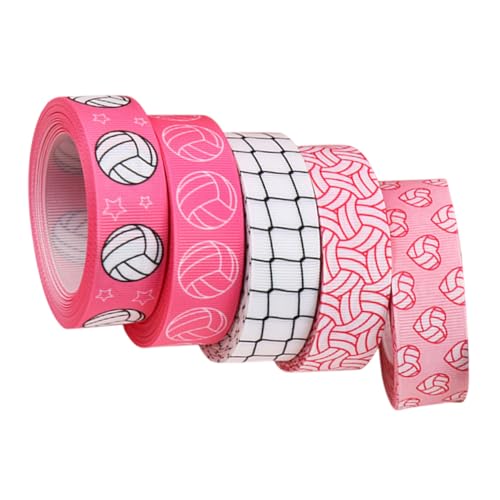 SHINEOFI 5 Rollen Geschenkband Volleyball-haarband Jubelband Volleyballbänder Für Die Mannschaft Volleyballband Volleyball-bastelband Sportballband Diy Game Ribbon Zierbänder Polyester von SHINEOFI