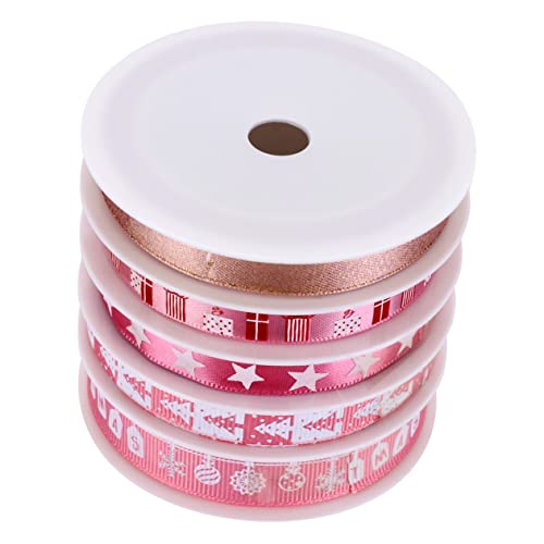 SHINEOFI 5 Rollen Weihnachtsband Breit Urlaub Die Herstellung Dünn Satinband Gegenwärtig Zum Einpacken Weihnachtsbänder Schleife Basteln Party Weihnachtshandwerk Rosa Stoff SHINEOFI 5 Rollen Weihnachtsband Breit Urlaub Die Herstellung Dünn Satinband Gegenwärtig Zum Einpacken Weihnachtsbänder Schleife Basteln Party Weihnachtshandwerk Rosa Stoff von SHINEOFI