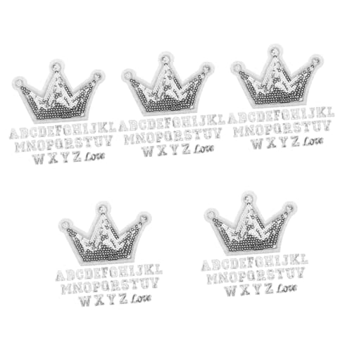SHINEOFI 5 Sätze Banner Nähen Brief Reparatur Klein Kleidung Alphabet Sticker Buchstabenaufkleber Bastelzubehör Buchstaben-aufnäher Zum Aufbügeln Diy-patches Pailletten Silver 28 Stück * 5 von SHINEOFI
