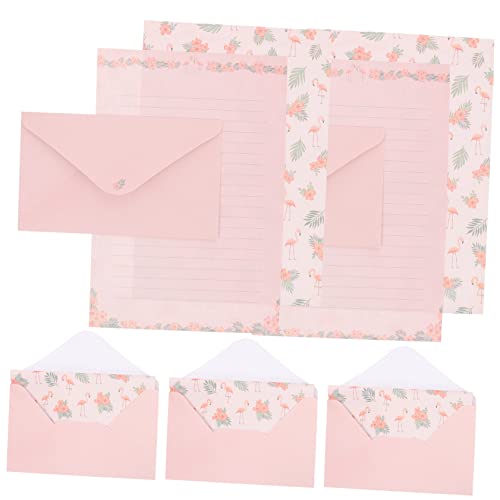 SHINEOFI 5 Sätze Blumen Tierbuchstaben Papier Set süßes Briefpapier Blumen- dekorativ briefumschläge Briefumschlag Schreibwaren Nettes Papier und Umschläge Vintage Briefpapier Rosa von SHINEOFI