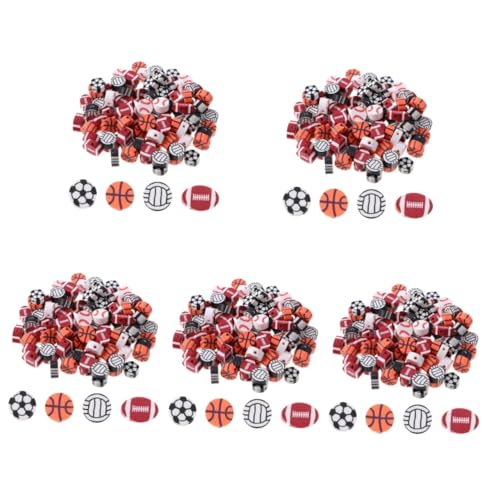 SHINEOFI 5 Sätze Diy Bastelperlen Volleyball-perlen Goldbuchstaben Perlen Klare Runde Perlen Fußballanhänger Für Die Schmuckherstellung Ohrringe Diy Charms Polymer-ton 300 Stück * 5 von SHINEOFI