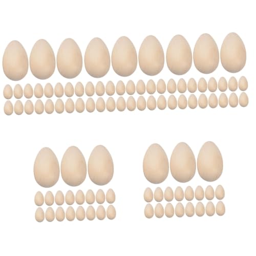 SHINEOFI 5 Sätze Eierimitationen Aus Holz Easter Egg Decoration Holzdeko Ostern Holzdekoration Für Ostern Holzperlen Ostern Unbemalt Geformt Eierhölzer Holzei Für Party Beige 30 Stück * 5 von SHINEOFI