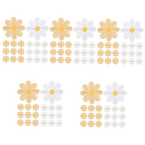 SHINEOFI 5 Sätze Gänseblümchen-ornament-stickerei Kleidung Produkt Blumenapplikation Blumen- Gestickte Aufnäher Nähen Kleiderflicken Aufbügeln Blume Patches Zum Aufnähen Stoff 20 Stück * 5 von SHINEOFI