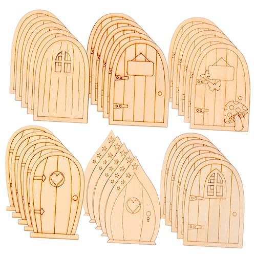 SHINEOFI 5 Sätze Garten Fairy Door Dekoration Kreative Mini Feentüren für DIY Bemalbare Puppenhaus Türen Lebensechte Tür Accessoires für Garten und Kinderspielspaß von SHINEOFI