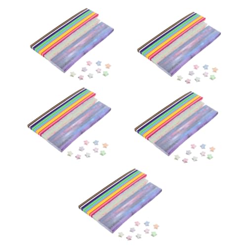 SHINEOFI 5 Sätze Glitzerndes Origami-papier Geschenpapier Wickelpapier Party Supplies Manifold Origami Sterne Funkeln Falten Stern Aus Origami-papier Origami-papierstreifen 1290 Stück * 5 von SHINEOFI