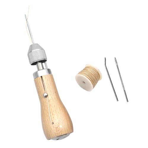 SHINEOFI 5 Sätze Handnähwerkzeuge für Leder Ahle Nadel Maschine Reparatur tragbar Handnähset Lederhandwerkzeug Lederbearbeitungswerkzeugsatz selber machen Ledernadeln zum Handnähen Kabel von SHINEOFI