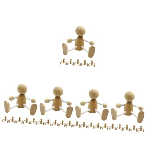 SHINEOFI 5 Sätze Holzfiguren Ausmalen Für Anbindung Unvollendet Holzspielzeug Holzfiguren Menschen Diy Holzpflockpuppen Desktop - Tischpuppe Aus Holz Hölzern 6 Stücke * 5 von SHINEOFI