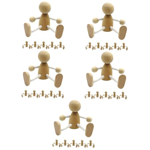 SHINEOFI 5 Sätze Holzhandwerk Holzspielzeug Holzfiguren Holzspielzeug Für Unvollendet Anbindung Peg-puppen Landschaftsholzpuppe Holzstifte Desktop - Hölzern 6 Stücke * 5 von SHINEOFI