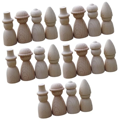 SHINEOFI 5 Sätze Holzspielzeug Dekoring Weihnachten Handbemalte Puppen Holzspielzeug Für Familienfiguren Selber Malen Miniaturen Peg-puppen Puppen Aus Holz Hölzern 4 Stück * 5 von SHINEOFI