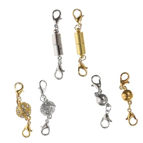 SHINEOFI 5 Sätze Magnetschnalle Schmuck Quetschperlen Magnetische Halskettenverschlüsse Magnetische Perlen Halskettenverschluss Schmuckverschluss Perlen Zur 6 Paare * 5 von SHINEOFI