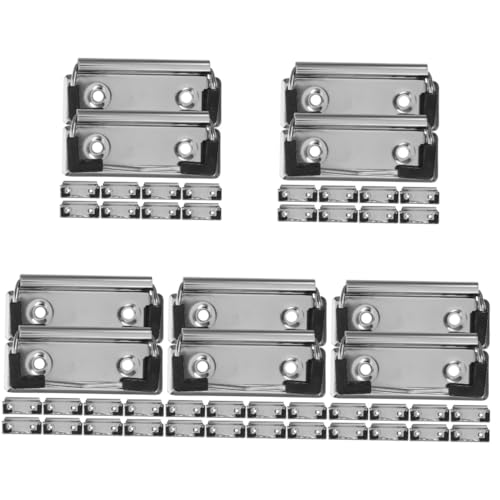 SHINEOFI 5 Sätze Pinnwand-clips Klemmbrett-organizer Papier Büroklammern Klemmen Dokumentieren Klemmbrett, Zwischenablage Mini-klemmbretter Speicherklemme Silver Metall 10 Stück * 5 von SHINEOFI