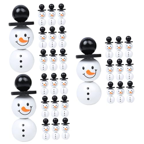 SHINEOFI 5 Sätze Schneemann-Dekorationen weihnachtsbasteln weihnachts basteln Weihnachtshandwerk Weihnachtsdekoration drinnen Vergoldete Perlen für die Schmuckherstellung DIY-Perlen Holz von SHINEOFI