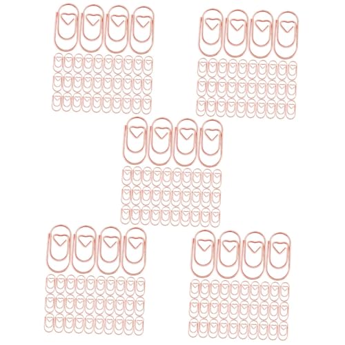 SHINEOFI 5 Sätze Trendy Mini Büroklammern Kreativ Lesezeichen Klammer Büroartikel Süße Büroklammern Büroklammer Aus Metall Für Das Büro Draht Aus Kohlenstoffstahl Rose Gold 200 Stück * 5 von SHINEOFI