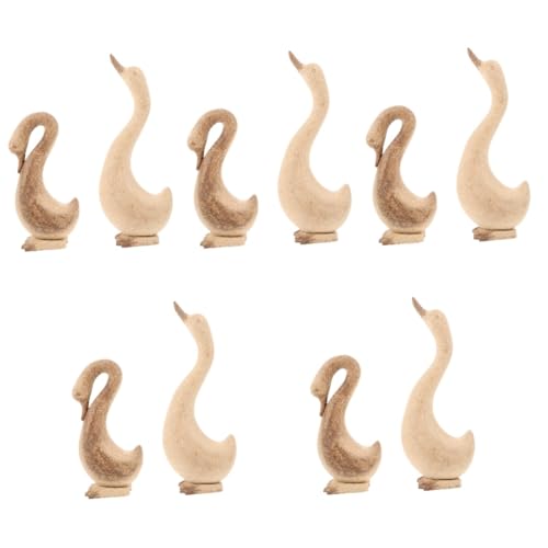 SHINEOFI 5 Sätze Weiße Embryo-gans-ornamente Naturholz Bastelmaterial Holzfigur Holzschnitzen Holzgans Für Bastelarbeiten Gänsestatue Graffiti Aus Holz Diy Zubehör 2 Stück * 5 von SHINEOFI