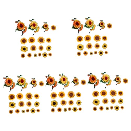 SHINEOFI 5 Sets Sonnenblumen Stickerei Patches Für Jacken Pailletten Stoffflicken Hutstickerei Schleifenaufkleber Sonnenblumen Aufnäher Fat Quarters Stoffbündel Flicken Für von SHINEOFI