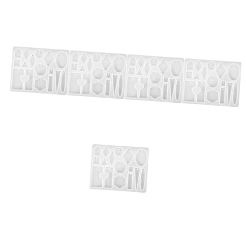 SHINEOFI 5 Stück DIY Kristall Kleber Harz Ohrring Anhänger Silikonform (geometrischer Puzzle Herz Anhänger 055) Schmuckformen für Epoxidharz Flexible Silikonformen Bausätze Verschlüsse Weiß von SHINEOFI