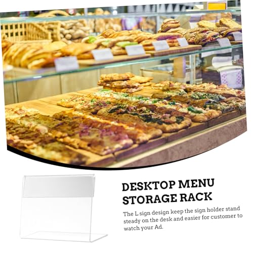 SHINEOFI 5 Stück Förmige Acryl Preisschildhalter Transparent Langlebig Kratzfest für Supermarkt Restaurant Büro Geeignet Papierformat Tischaufsteller Displayständer von SHINEOFI