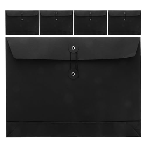 SHINEOFI 5 Stück Kraftpapier Dokumentenumschläge mit Knopf Schnurverschluss Robuste und Elegante Aufbewahrung für Büro Geschäftsreisen und Meetings für Dokumente von SHINEOFI