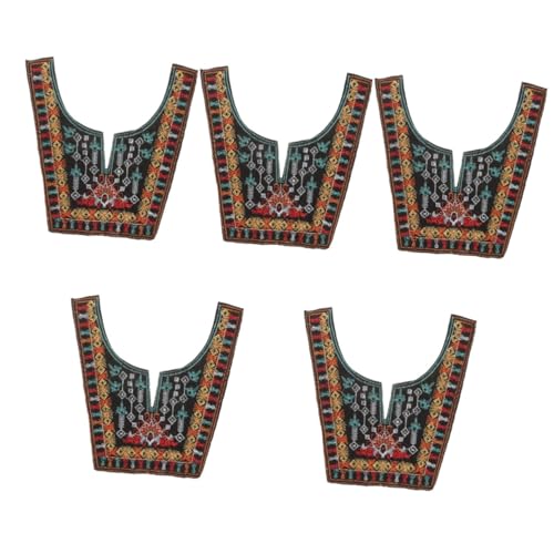 SHINEOFI 5 Stück Kragen Mit Spitzenstickerei Dekoration Kleine Kleiderflicken Gestickte Aufnäher Für Bekleidungsstücke Flicken Für Kleidung Abziehbilder Nähen Stickmuster-patches Stoff von SHINEOFI