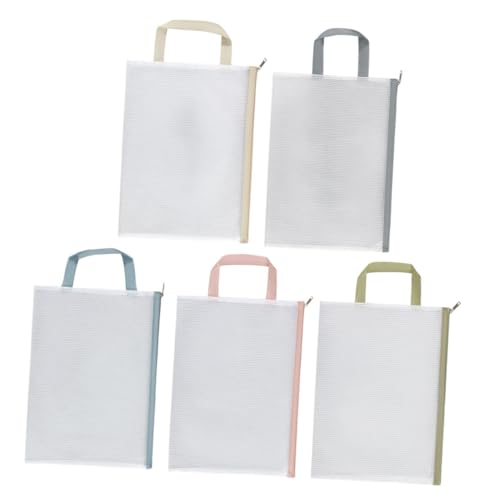SHINEOFI 5 Stück Mesh Zipper Tasche Handheld Dokumenten Organizer Wasserdichte Reißverschlussbeutel für Büro und Schule Transparentes Design für Einfachen Zugriff Farben Erhältlich von SHINEOFI