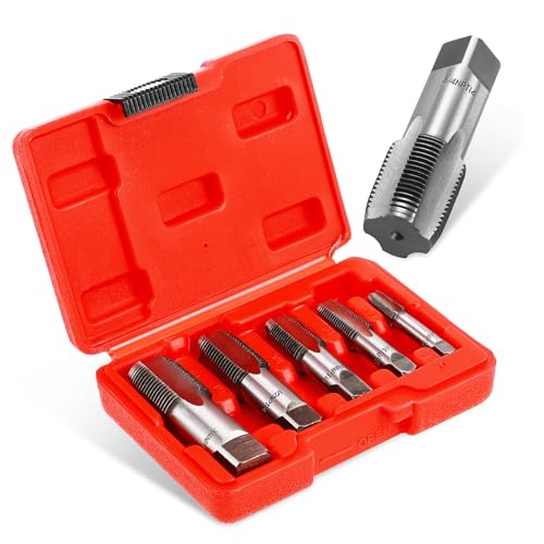 SHINEOFI 5 Stück Npt Rohrgewindebohrer Set Teilig Kohlenstoffstahl Präzise Robuste Gewindebohrer für Sanitär Auto Reparatur und Maschinenwartung von SHINEOFI