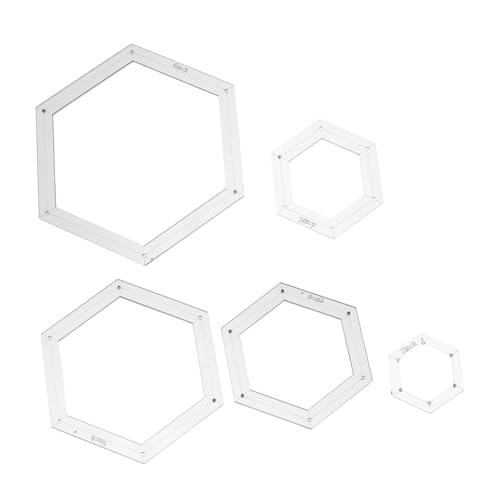 SHINEOFI 5 Stück Quilt -Template -Tool hexagonaler Quiltvorlagenherrscher Sechskantschablone zum Quilten Kleidung Quilt -Vorlagen Patch -Work -Herrscher Patchwork-Quiltvorlage Acryl Weiß von SHINEOFI
