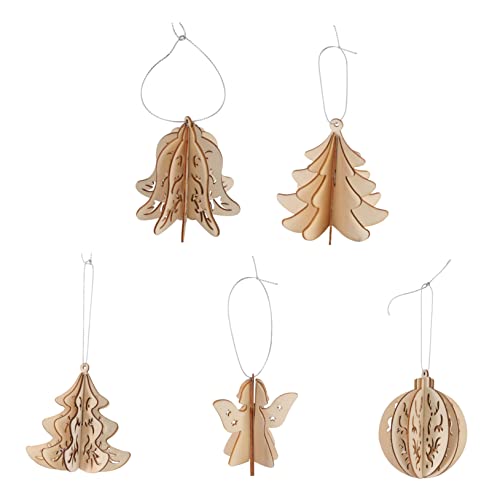 SHINEOFI 5 Stück Teiliges Holzscheiben Weihnachtsdeko Basteln Unvollendete Holzanhänger Weihnachten DIY zum Bemalen mit Aufhängevorrichtung für Kreative Christbaumschmuckgestaltung von SHINEOFI