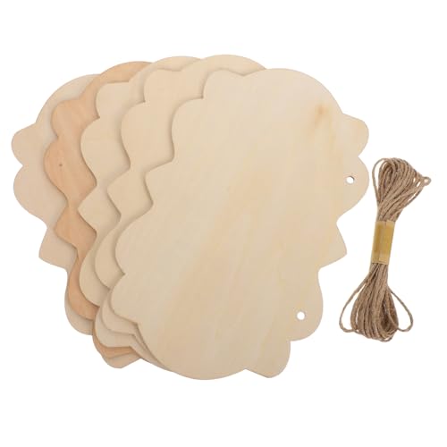 SHINEOFI 5 Stück Teiliges Holzschilder Groß mit Juteschnur Unvollendete Blanke Holztafeln zum Bemalen Beschriften und Dekorieren DIY Tür und Wandschilder für Kreative Bastelprojekte von SHINEOFI
