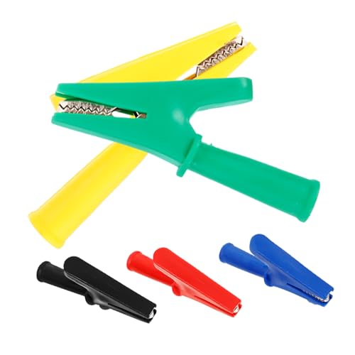 SHINEOFI 5 Stück Teiliges Isolierte Alligator Klemmen aus Kupfer Stromstärke Sichere Elektrische Prüfklammern mit Federspannung Farbige Kabelklemmen für Multimeter und Stromkreisprüfung von SHINEOFI