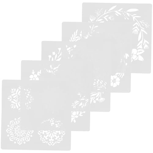 SHINEOFI 5 Stück Teiliges Mandala Schablonen aus Langlebigem Pet Wiederverwendbare Wandmalerei Vorlagen mit Blumenkranz Design Leicht Waschbar für DIY Wand Scrapbooking Dekoration SHINEOFI 5 Stück Teiliges Mandala Schablonen aus Langlebigem Pet Wiederverwendbare Wandmalerei Vorlagen mit Blumenkranz Design Leicht Waschbar für DIY Wand Scrapbooking Dekoration von SHINEOFI