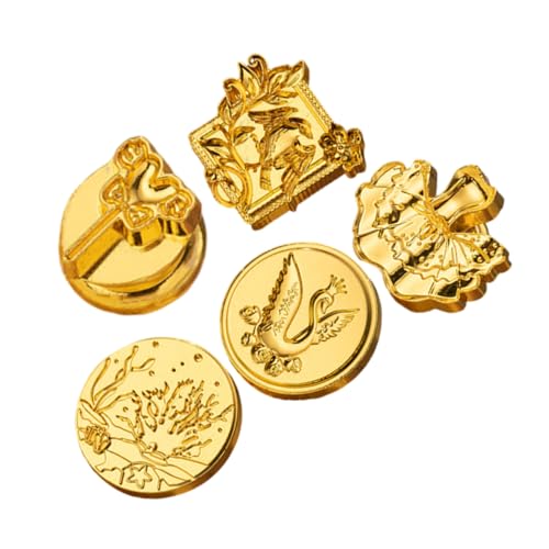SHINEOFI 5 Stück Teiliges Wax Seal Stamp Köpfe Vintage Stempel für Einladungen Grußkarten und Umschläge Hochpräzise Metallstempel mit Einzigartigen Formen von SHINEOFI